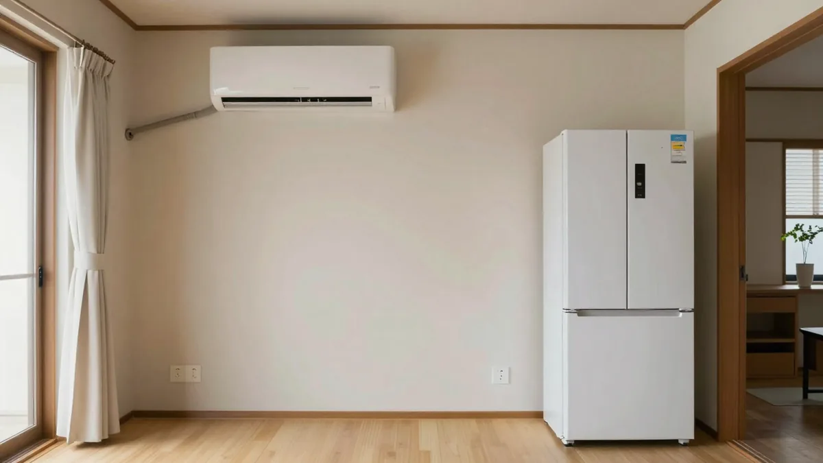 省エネ家電が置かれた整ったリビング(電気代節約のイメージ)